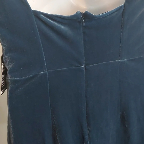 New Express Blue Velour velvet Stretchy mini Cocktail Dress 10 whimsigoth - Picture 5 of 5